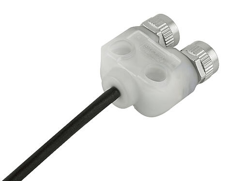 Illustration 79 5236 33 04 - M12 Twin distributor, Y-distributor, Contacts: 4, unshielded, moulded on the cable, IP68, UL, PUR, black, 4 x 0.25 mm², with LED PNP closer, 2 m