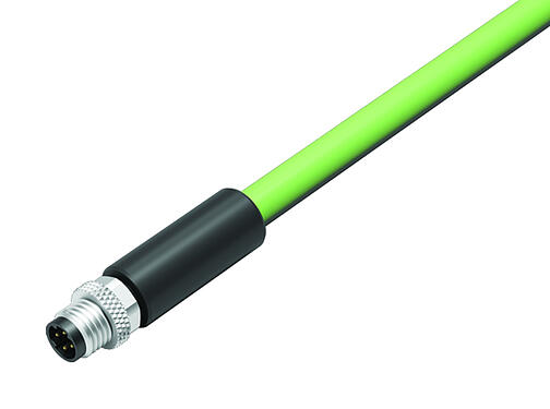 Ilustración 77 5429 0000 50704-0200 - M8 Conector de cable macho, Número de contactos: 4, blindado, moldeado en el cable, IP67, Profinet/Ethernet CAT5e, PUR, verde, 4 x AWG 22, 2 m