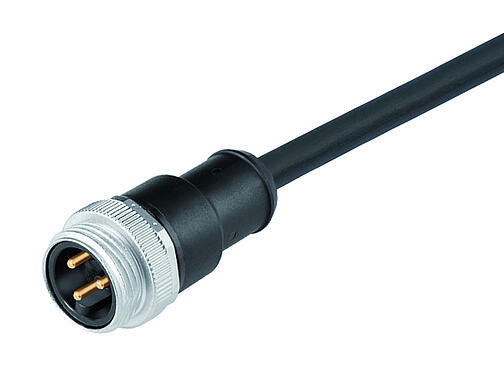 Illustration 77 1429 0000 50003-0200 - Male cable connector, Contacts: 3, unshielded, moulded on the cable, IP68, UL, PUR, black, 3 x 1.50 mm², 2 m