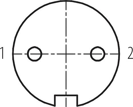 Contact arrangement (Plug-in side) M16 Female panel mount connector, Contacts: 2 (02-a), unshielded, solder, IP67, UL 2238, M18x0,75, Front mounting