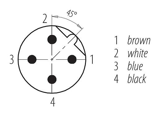 Contact arrangement (Plug-in side) M12 Male cable connector, Contacts: 4, unshielded, moulded on the cable, IP68/IP69K, UL 2238, PUR, black, 4 x 0.34 mm², 10 m