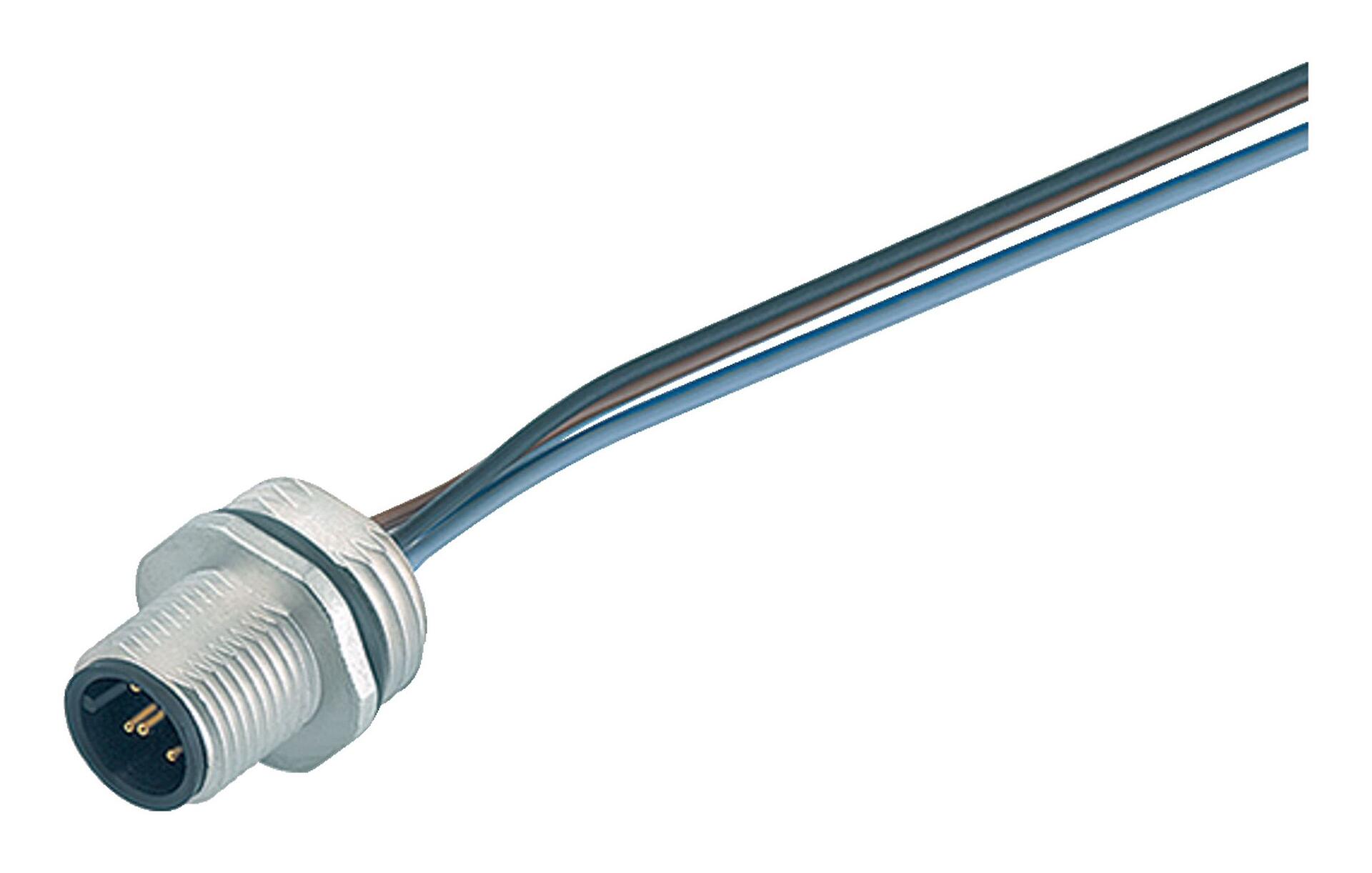 M12, Male panel mount connector, IP68, unshielded, Contacts