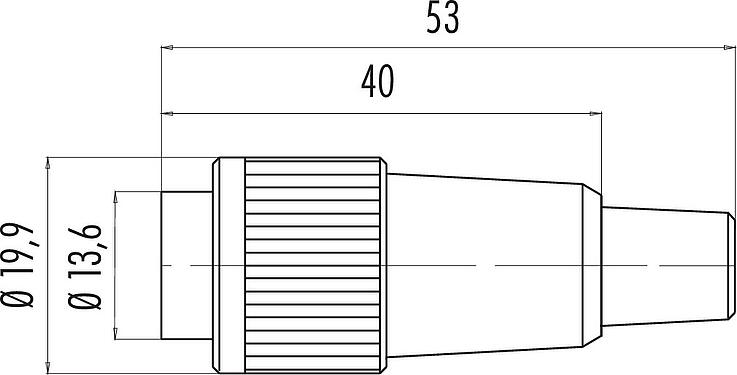 Dessin coté Baïonnette Connecteur mâle, Contacts: 24, 6,0-8,0 mm, non blindé, souder, IP40