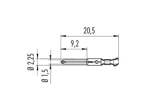 Scale drawing 61 0795 098 00 - M16 IP40 / M16 IP67 / Bayonet HEC - Pin contact single