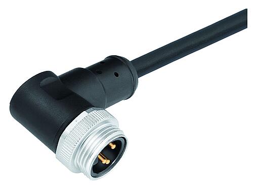 Illustration 7/8" Connecteur mâle coudé, Contacts: 5, non blindé, surmoulé sur le câble, IP68, UL 2238, PUR, noir, 5 x 1,50 mm², 2 m