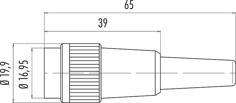 Dessin coté Baïonnette Connecteur femelle, Contacts: 4, 3,0-6,0 mm, non blindé, souder, IP40