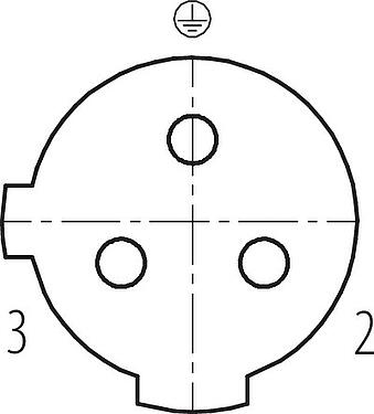 Contact arrangement (Plug-in side) M12 Female angled connector, Contacts: 2+PE, 4.0-6.0 mm, unshielded, screw clamp, IP67
