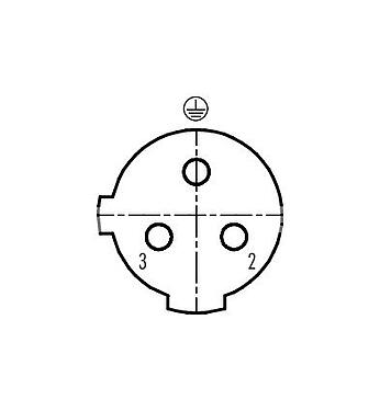 Disposición de los contactos (lado de la conexión) 99 2530 24 03 - M12 Conector hembra en ángulo, Número de contactos: 2+PE, 4,0-6,0 mm, sin blindaje, tornillo extraíble, IP67
