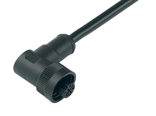 Illustration 79 0234 20 04 - RD24 Female angled connector, Contacts: 3+PE, unshielded, moulded on the cable, IP67, PVC, black, 4 x 1.50 mm², 2 m