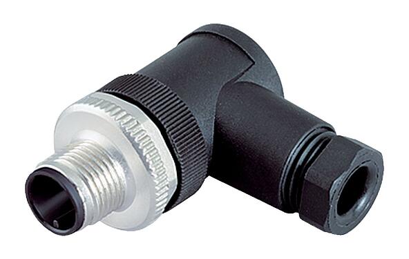 Illustration M12 Male angled connector, Contacts: 4, 6.0-8.0 mm, unshielded, crimping (Crimp contacts must be ordered separately), IP67, UL 2238