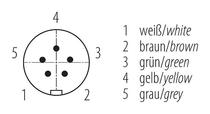 Disposición de los contactos (lado de la conexión) Snap-In Conector macho en ángulo, Número de contactos: 5, 6,0-8,0 mm, sin blindaje, soldadura, IP67
