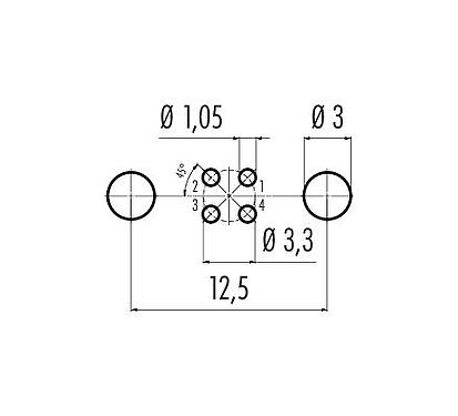 Disposición del conductor 86 6321 1121 00404 - M8 Enchufe de ángulo brida, Número de contactos: 4, blindable, THT, IP67
