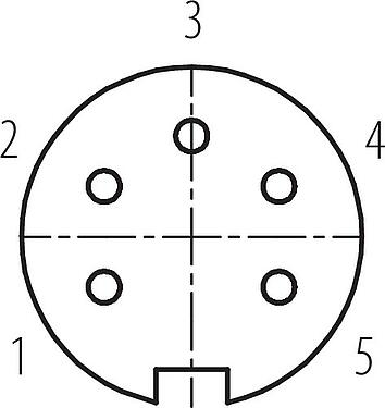 Contact arrangement (Plug-in side) M16 Female panel mount connector, Contacts: 5 (05-a), unshielded, solder, IP67, UL 2238, M18x0,75, Rear mounting