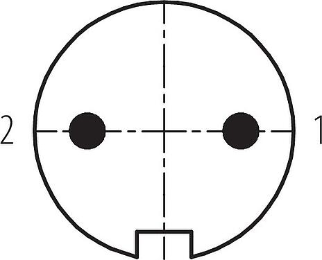 Contact arrangement (Plug-in side) M16 Male panel mount connector, Contacts: 2 (02-a), unshielded, solder, IP67, UL 2238, M18x0,75, Front mounting