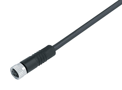 3D View 77 3406 0000 50004-1000 - M8 Female cable connector, Contacts: 4, unshielded, moulded on the cable, IP67/IP69K, UL, PUR, black, 4 x 0.34 mm², 10 m