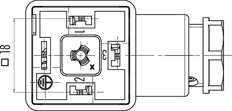 Disposition des contacts (Côté plug-in) Embase femelle pour appareils, Contacts: 2+PE, 8,0-10,0 mm, non blindé, pince à visser, IP40 sans joint, PG 11, Circuit P33, avec LED, PNP