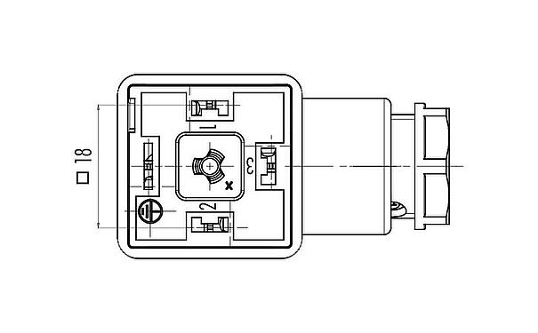 Contact arrangement (Plug-in side) Female power connector, Contacts: 2+PE, 6.0-8.0 mm, unshielded, screw clamp, IP40 without seal, PG 9, Circuit P40, with LED PNP closer