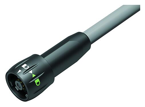 Illustration 77 6005 0000 20008-0200 - Bayonet Male cable connector, Contacts: 8, unshielded, solder, IP67, PVC, grey, 8 x 0.25 mm², 2 m