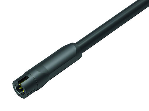 Ilustración 77 7095 0000 10004-0200 - Snap-In Conector de cable macho, Número de contactos: 4, sin blindaje, moldeado en el cable, IP40, PVC, negro, 4 x 0,25 mm², 2 m