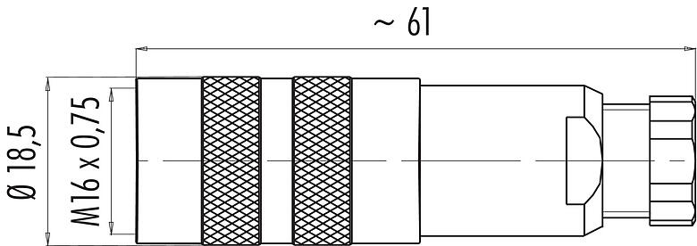 Dessin coté 99 5110 19 04 - M16 Connecteur femelle, Contacts: 4 (04-a), 4,0-6,0 mm, blindable, souder, IP67, UL