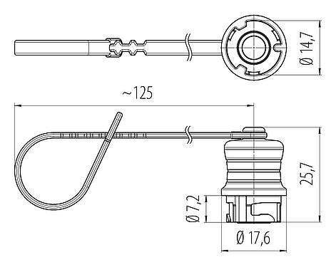 Scale drawing 08 0374 000 000 - Bayonet NCC protective cap for the cable connector