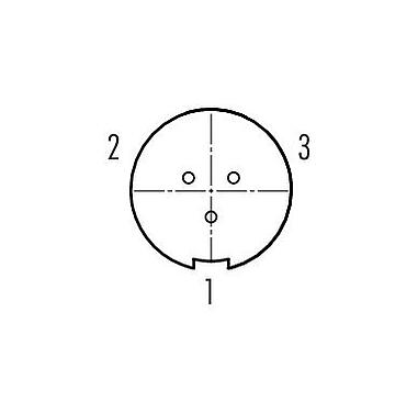 Disposición de los contactos (lado de la conexión) 99 4706 00 03 - Push Pull Conector de cable hembra, Número de contactos: 3, 3,0-4,0 mm, sin blindaje, soldadura, IP67