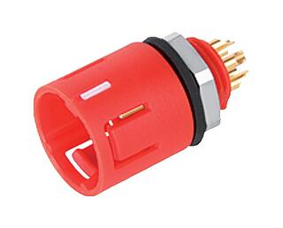 Snap-In Male panel mount connector, Contacts: 8, unshielded, solder, IP67, UL 2238, M8x0,75, Front mounting