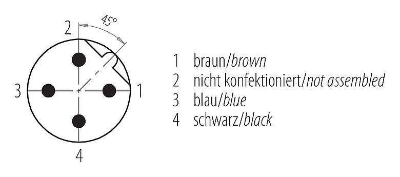 Contact arrangement (Plug-in side) M12 Male cable connector, Contacts: 3, unshielded, moulded on the cable, IP68/IP69K, UL 2238, PUR, black, 3 x 0.34 mm², 10 m