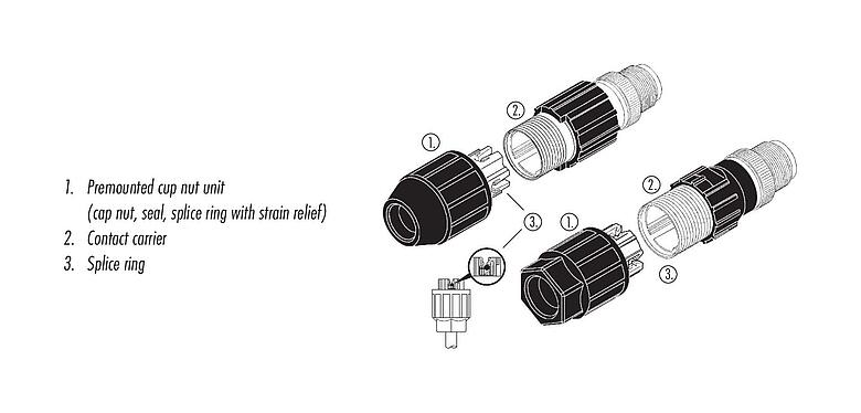 Assembly instructions M12 Female cable connector, Contacts: 4, 4.0-8.0 mm, unshielded, IDC, IP67