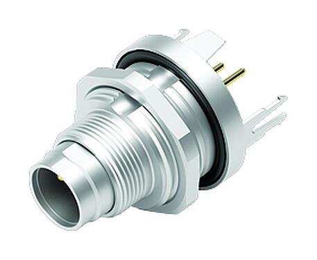Illustration 09 0403 30 02 - M9 IP67 Male panel mount connector, Contacts: 2, shieldable, THT, IP67, front fastened