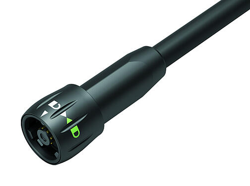 Vista en 3D 77 6005 0000 50008-0200 - Bayoneta Conector de cable macho, Número de contactos: 8, sin blindaje, soldadura, IP67, PUR, negro, 8 x 0,25 mm², 2 m