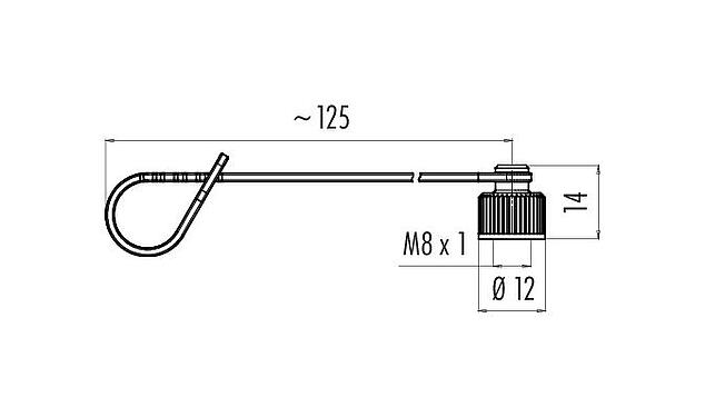 Dessin coté Capuchon de protection, IP67, pour connecteur mâle, M8