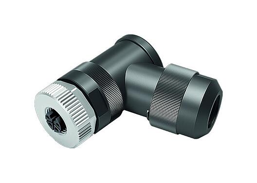 Ilustración M12 Conector hembra en ángulo, Número de contactos: 4, 8,0-13,0 mm, sin blindaje, tornillo extraíble, IP67, UL 2238, M12x1,0, para la fuente de alimentación (potencia)