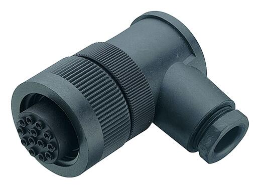 Illustration 99 0718 72 13 - RD30 Female angled connector, Contacts: 12+PE, 12.0-14.0 mm, unshielded, solder, IP65