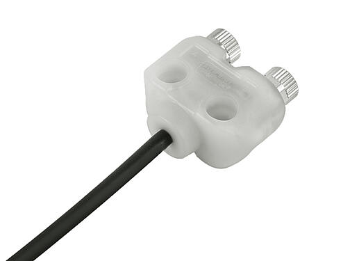 Illustration 79 5232 33 04 - M8 Twin distributor, Y-distributor, Contacts: 3, unshielded, moulded on the cable, IP68, UL, PUR, black, 4 x 0.25 mm², with LED PNP closer, 2 m