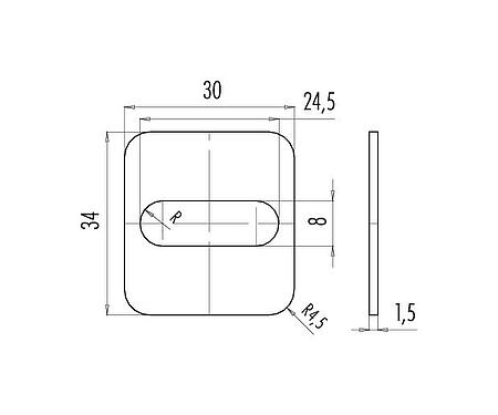 Scale drawing 16 8092 000 - Type A - Flat gasket, NBR beige