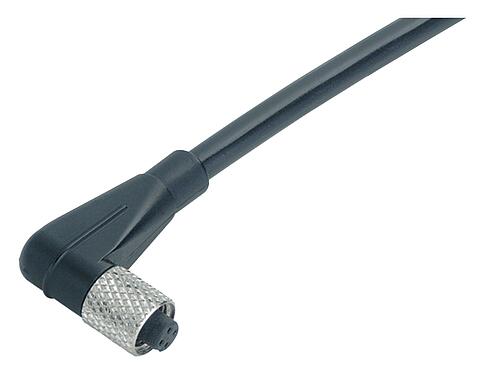 Ilustración 77 3454 0000 40003-0200 - M5 Conector hembra en ángulo, Número de contactos: 3, sin blindaje, moldeado en el cable, IP67, UL 2238, M5x0,5, PUR, negro, 3 x 0,14 mm², 2 m
