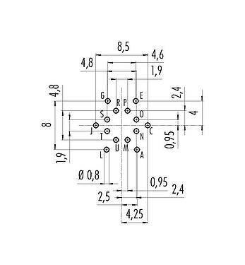 Disposición del conductor M16 Toma de brida, Número de contactos: 14 (14-b), sin blindaje, THT, IP40, M18x0,75, Montaje en pared