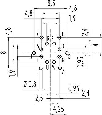 Disposición del conductor M16 Toma de brida, Número de contactos: 14 (14-b), sin blindaje, THT, IP40, M18x0,75, Montaje en pared