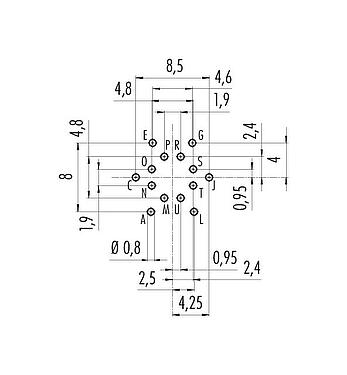 Disposición del conductor M16 Enchufe de brida, Número de contactos: 14 (14-b), sin blindaje, THT, IP67, UL 2238, M18x0,75, Montaje en pared