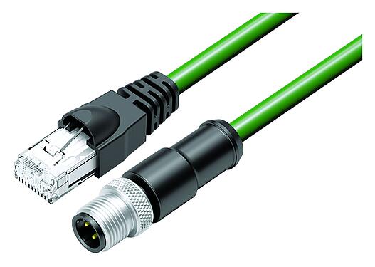 Ilustración 77 9753 4529 50704-0100 - M12/RJ45 Cable de conexión conector de cable macho - conector RJ45, Número de contactos: 4, blindado, moldeado/engarzado, IP67, Profinet/Ethernet CAT5e, PUR, verde, 1 m
