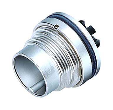 Illustration M16 Male panel mount connector, Contacts: 6 (06-a), unshielded, crimping (Crimp contacts must be ordered separately), IP67, UL 2238, M18x0,75, Rear mounting