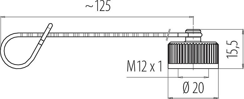 Scale drawing Protecting cap, IP67, for male cable connector