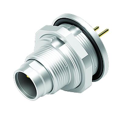 Illustration 09 0403 90 02 - M9 Male panel mount connector, Contacts: 2, unshielded, THT, IP67, front fastened