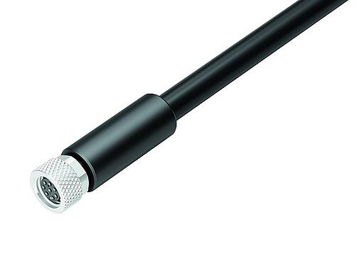 Ilustración M8 Conector de cable hembra, Número de contactos: 8, blindado, moldeado en el cable, IP67/IP69K, M8x1,0, PUR, negro, 8 x 0,25 mm², 2 m