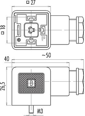 Scale drawing Female power connector, Contacts: 2+PE, 8.0-10.0 mm, unshielded, screw clamp, IP40 without seal, UL, ESTI+, VDE, PG 11