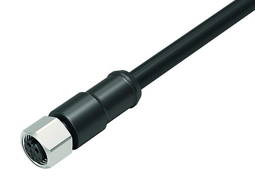Illustration 77 8730 0000 30709-0185 - M12-Hybrid Female cable connector, Contacts: 2+7, moulded on the cable, IP69, PUR, black, Power: 2 x 0.75 (AWG 18), Signal: 7 x 0.14 (AWG 26), 1.85 m