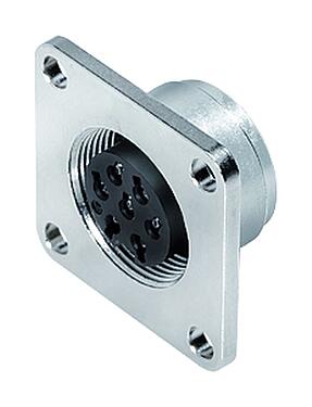 Illustration M16 Square female panel mount connector, Contacts: 8 (08-a), unshielded, crimping (Crimp contacts must be ordered separately), IP68, UL 2238, AISG compliant, M3 (4x), Front mounting
