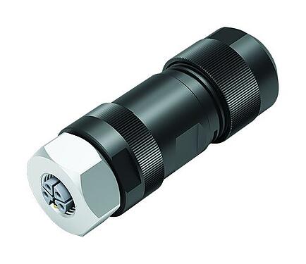 Illustration M12 Connecteur femelle, Contacts: 4+FE, 8,0-13,0 mm, non blindé, pince à visser, IP67, M12x1,0, Acier inoxydable