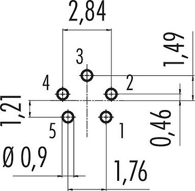 Disposition du conducteur Snap-In Embase mâle, Contacts: 5, non blindé, souder, IP40, 1/4" 28 UNF, Montage frontal